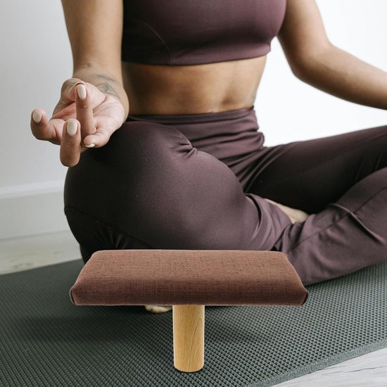 Meditatie Bankje - Zitbankje Knie - Houding Verbeteren - Ergonomisch Ontwerp - 24 x 13 cm - Koffie — afbeelding 2