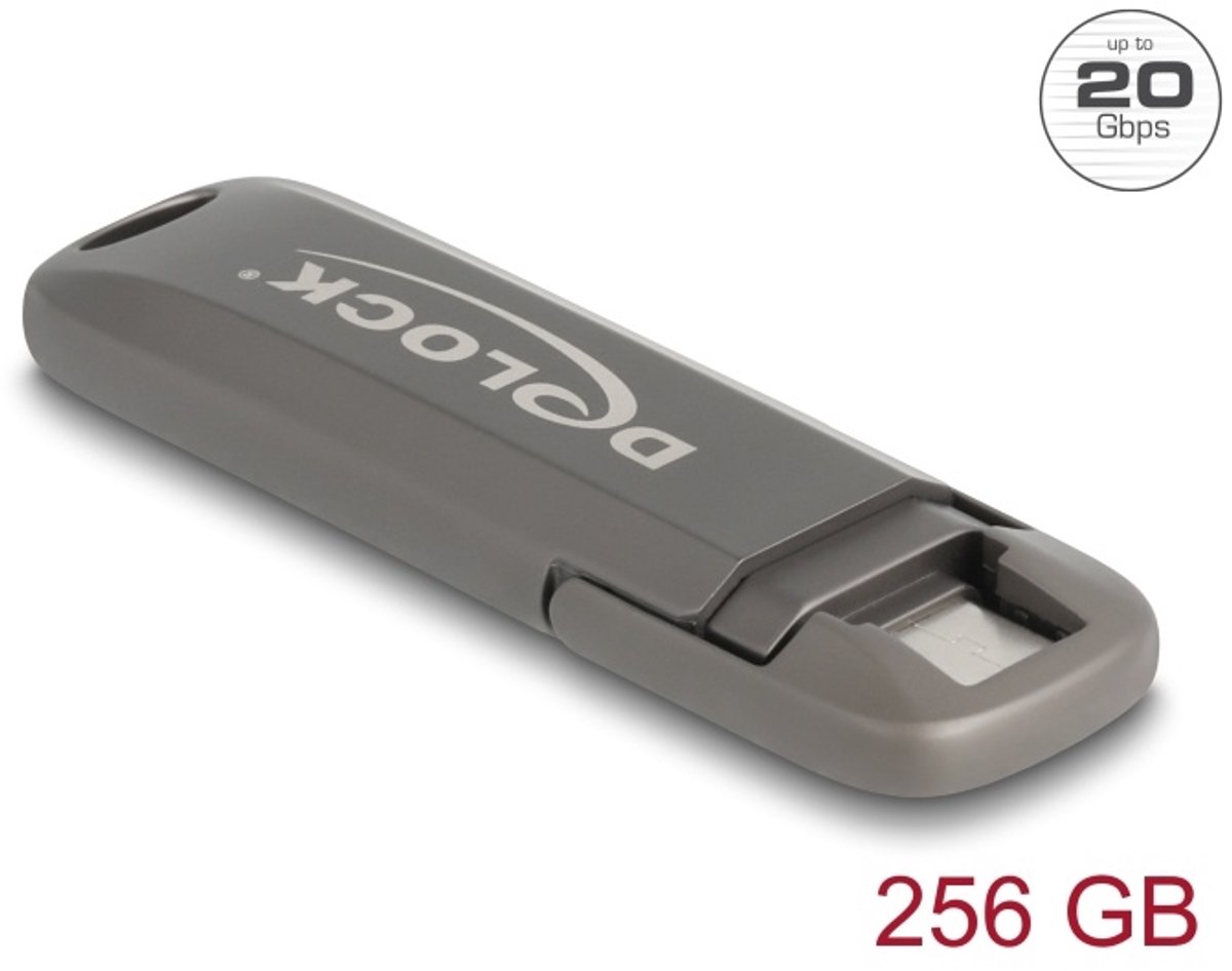 Delock USB 20 Gbps USB-C™ Memory Stick 256 GB, Read Speed: 1980 MB/s - Metal Housing