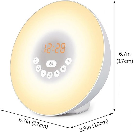 Wake Up Light - Zonsopgang Alarm - Natuurlijk Ontwaken - Dubbele Simulatie - 7 Kleuren - Wit van Wake-up Light — afbeelding 4