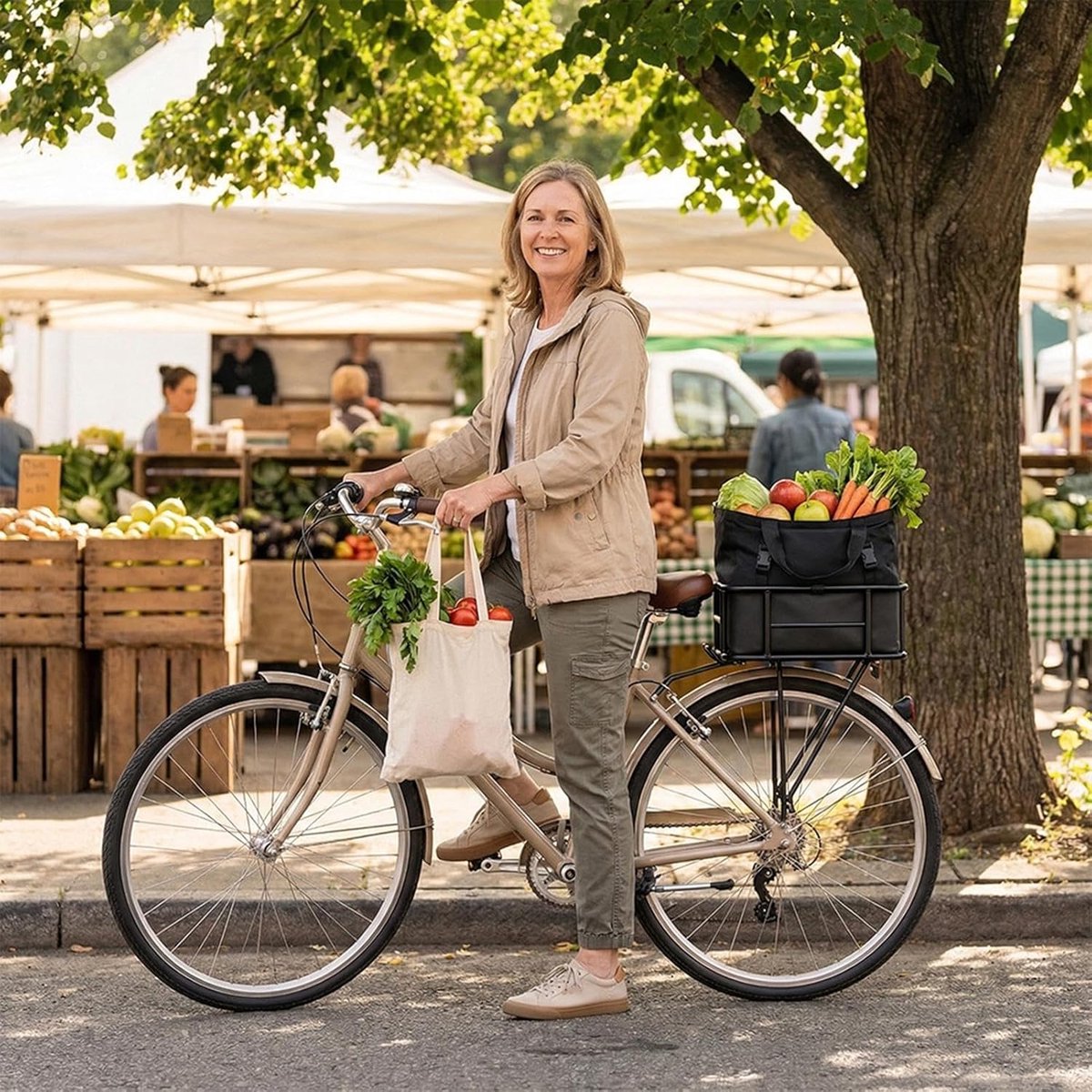 Fietsmand Achter - Fietstas Bagagedrager - Boodschappen Vervoeren - Snelmontage Systeem - 34x30x15 cm - Zwart