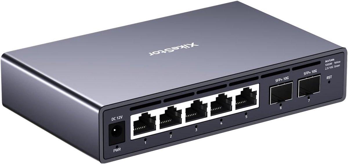 Netwerk Switch - Managed Switch - Snel Internet - Ventilatorloos Stil - 7 Poorten - Metaal