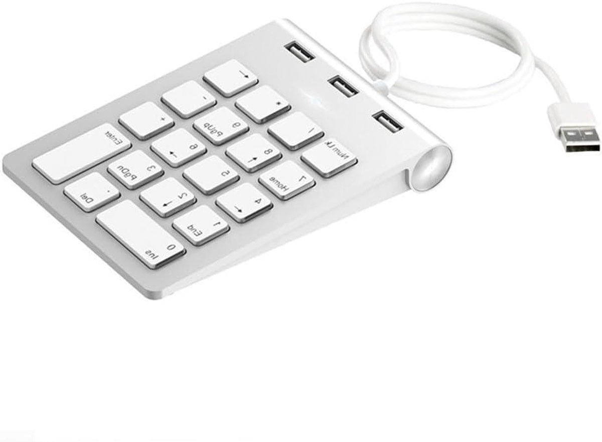 Bedraad Toetsenbord - Numeriek Blok - Productiviteit Verhogend - Geïntegreerde USB-poorten - 18x21x3 cm - Grijs