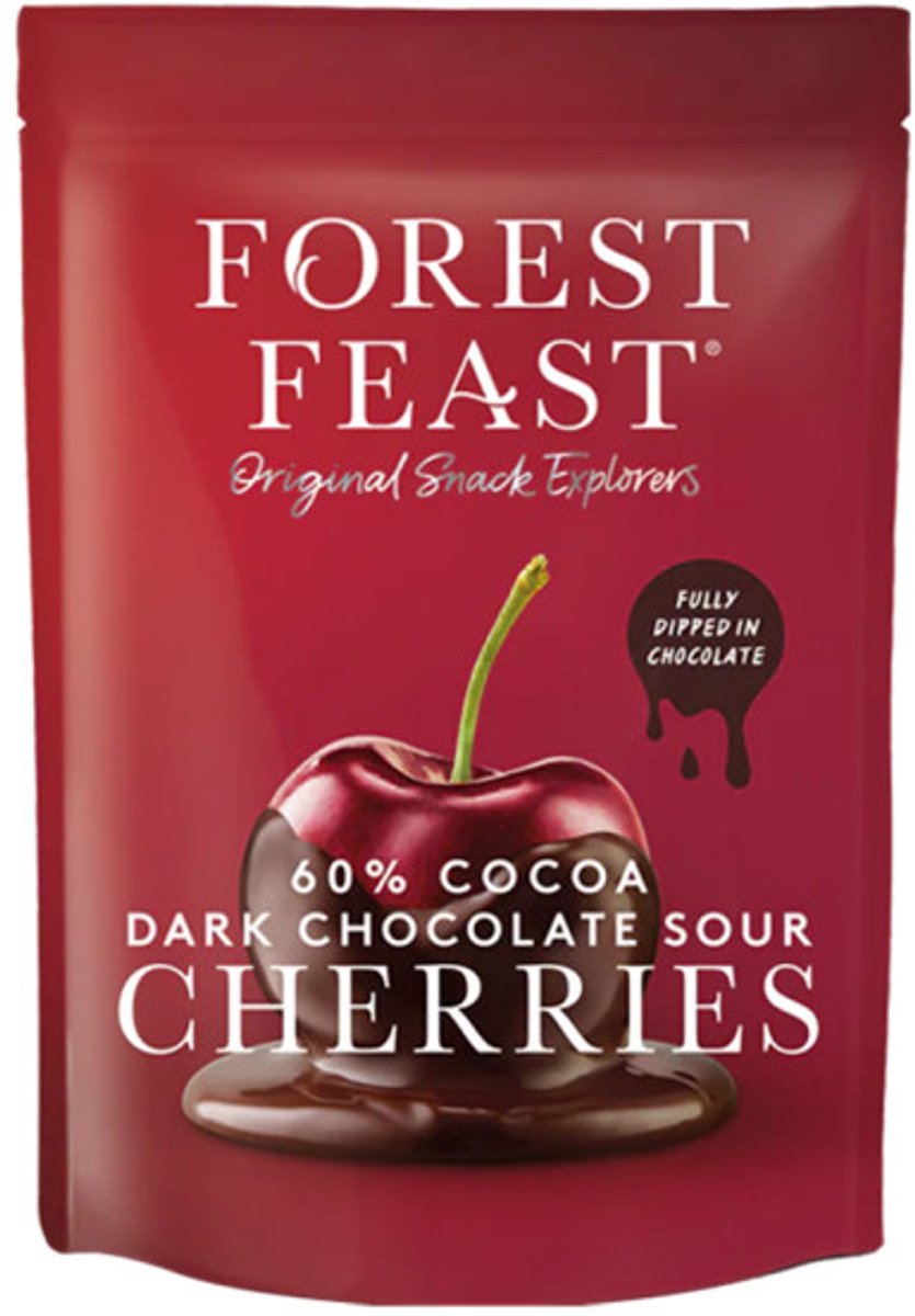 Forest Feast zure kersen omhuld met pure chocolade, 120 g