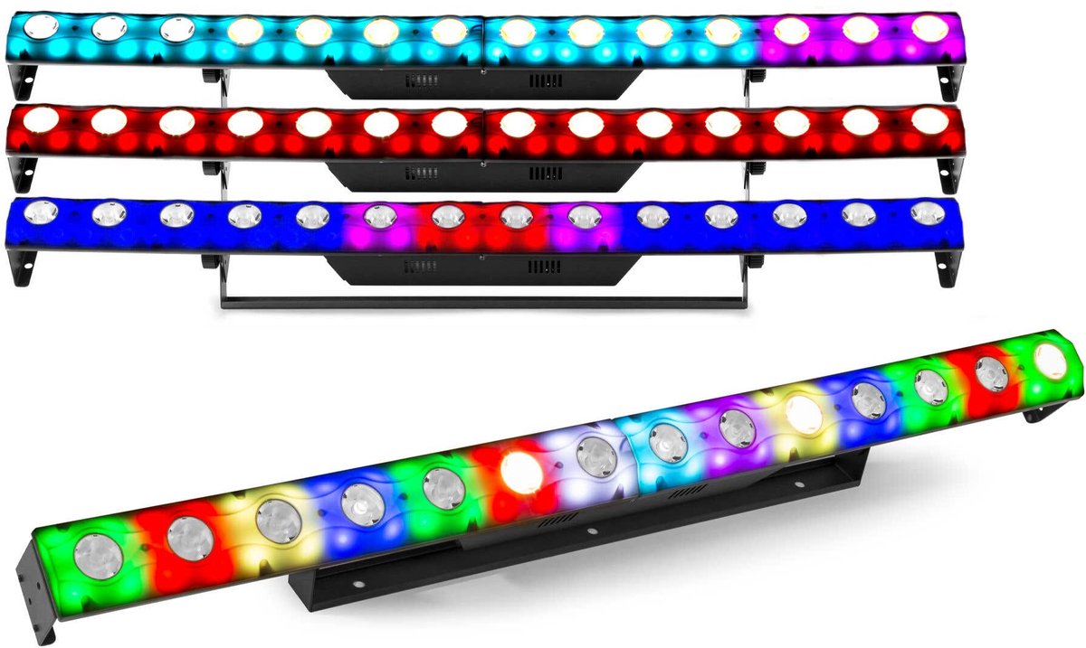 BeamZ set van 4 LCB14C Hybride LED barren - Met 14x RGBW en 56x SMD RGB LED’s - Pixel Control
