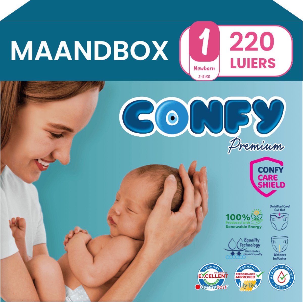 Confy Premium luiers maat 1 | 220 stuks