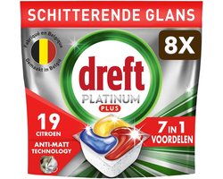 8 x Dreft Vaatwastabletten Platinum Plus All In One Citroen - 19 stuks