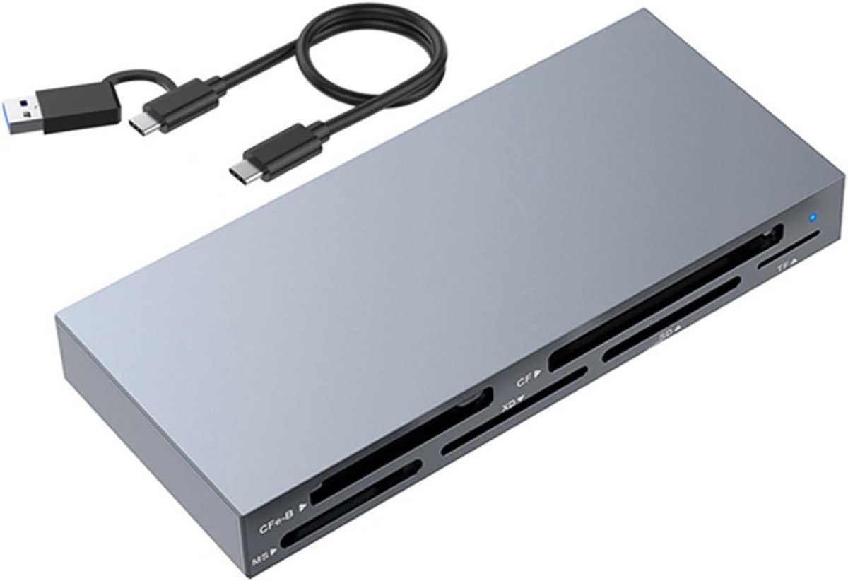 Kaartlezer 6-in-1 - Smart Media Reader - Snelle Data Transfer - USB 3.2 Gen 2 - 10x8x2 cm