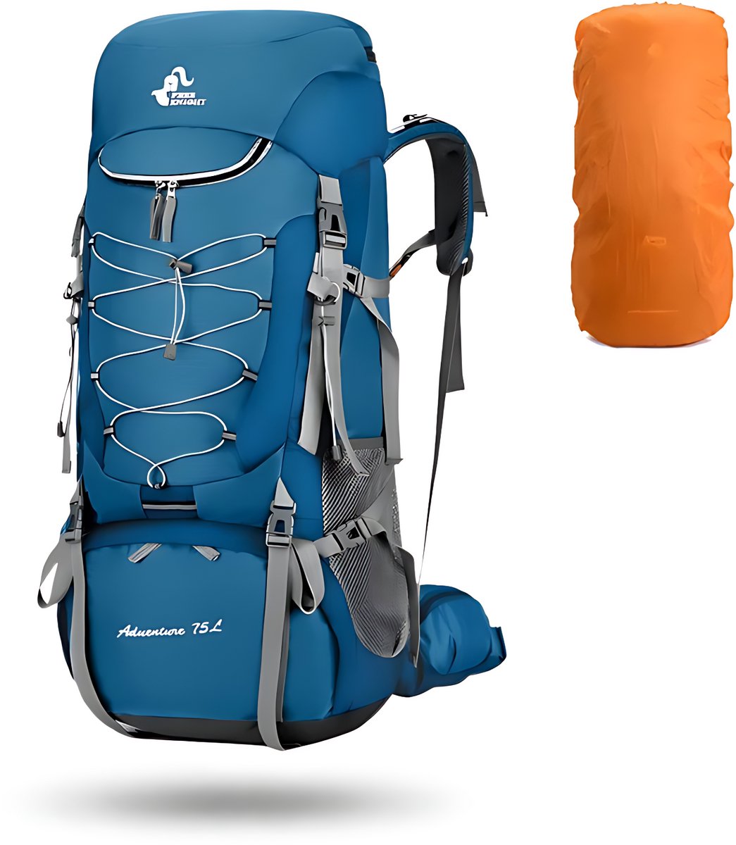 CarryQuest® 75L Hiking Backpack - Nylon/Polyester Wandelrugzak met Regenhoes, Waterzakuitgang, Schoenenvak & Rugventilatie - Legergroen