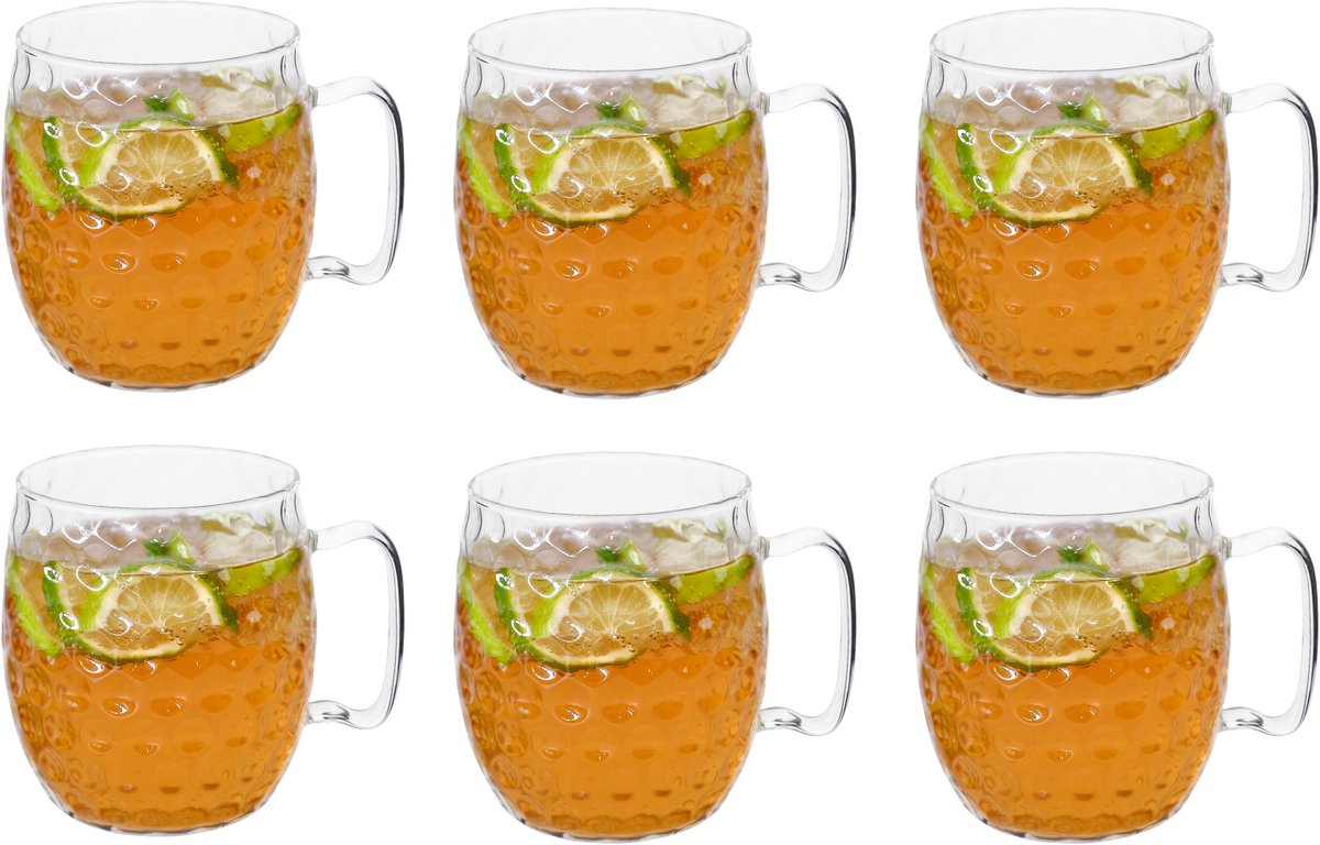 Cosy & Trendy Moscow Mule Cocktailglazen Moscow Transparant 6 Stuks 450 ml - Borosilicaatglas - Vaatwasserbestendig