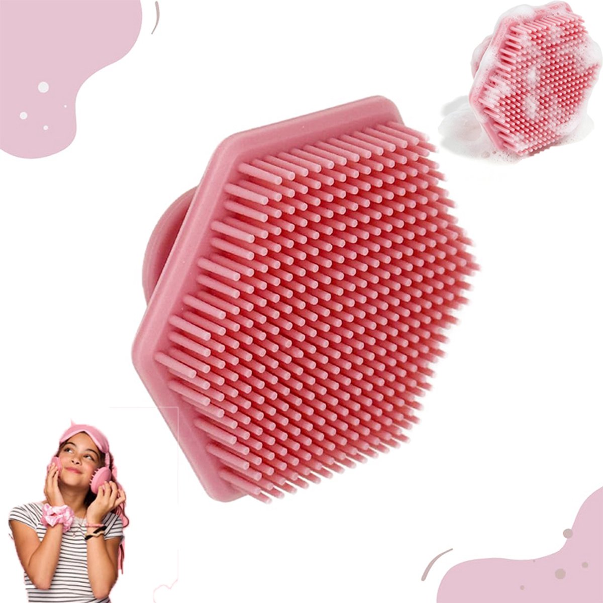 Siliconen gezichtsreinigingsborstel - Poriënreinigende massageborstel - Siliconen make-up removerborstel - Zachte siliconenborstel - Deze gezichtsreinigingsborstel is geschikt voor alle huidtypen en heeft exfoliërende en reinigende eigenschappen
