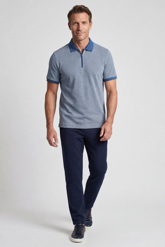 Baileys – Heren – Poloshirt – Korte mouwen – Seersucker - Strepen – Polo - Delft Blue – 615244-650