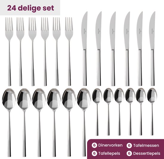 Villeroy & Boch Piemont Set de Couverts - 24 pièces - Inox 18/10