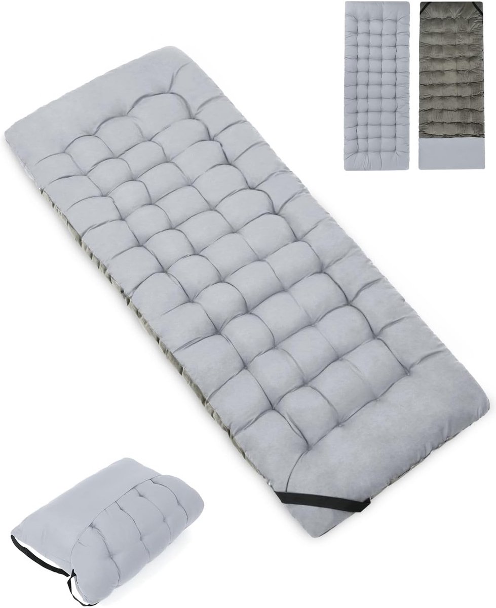 Camping Matras - Opvouwbaar Matras - Vouwmatras - Camping Matje - Slaapmat - Logeer Matras - Luchtmatras - Kampeer Matras - Camping Bedje - Katoen - 190 x 71 x 6 cm - Grijs - van Imperatoris