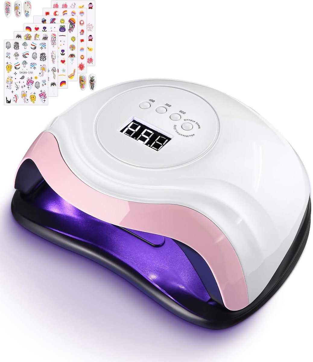 Nageldroger UV LED - Gelnagels Lamp - Thuis Manicure - 6 Stuks Stickers - 168W Vermogen - Wit