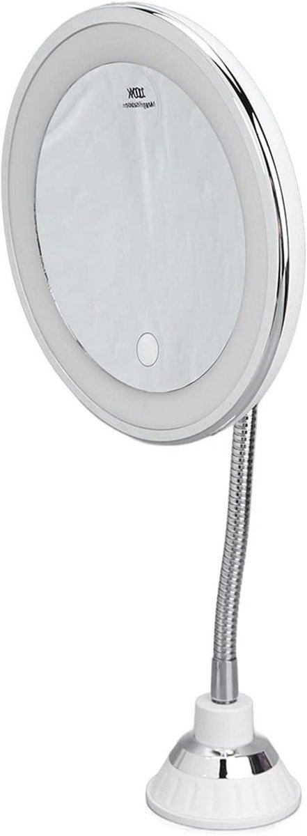 Verlichte Vergrotende Spiegel - Make-up Spiegel - Gedetailleerde Make-up - Verstelbare Buislengte - 10x Vergroting - Zilver