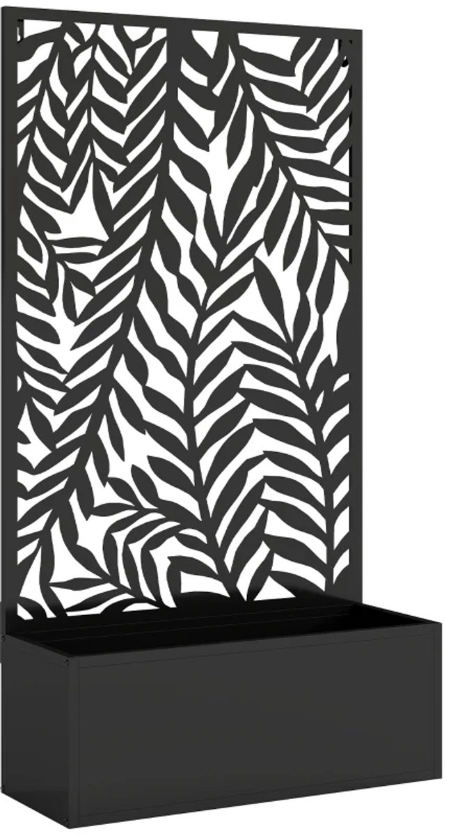 Plantenbak met Klimrek - Verhoogd Bloembak met Privacyscherm - Tuinrek - Tuinbed - Plantenrek - Tuinbak - voor Bloemen, Fruit, Groenten & Kruiden - 61 x 23 x 113 cm - Zwart