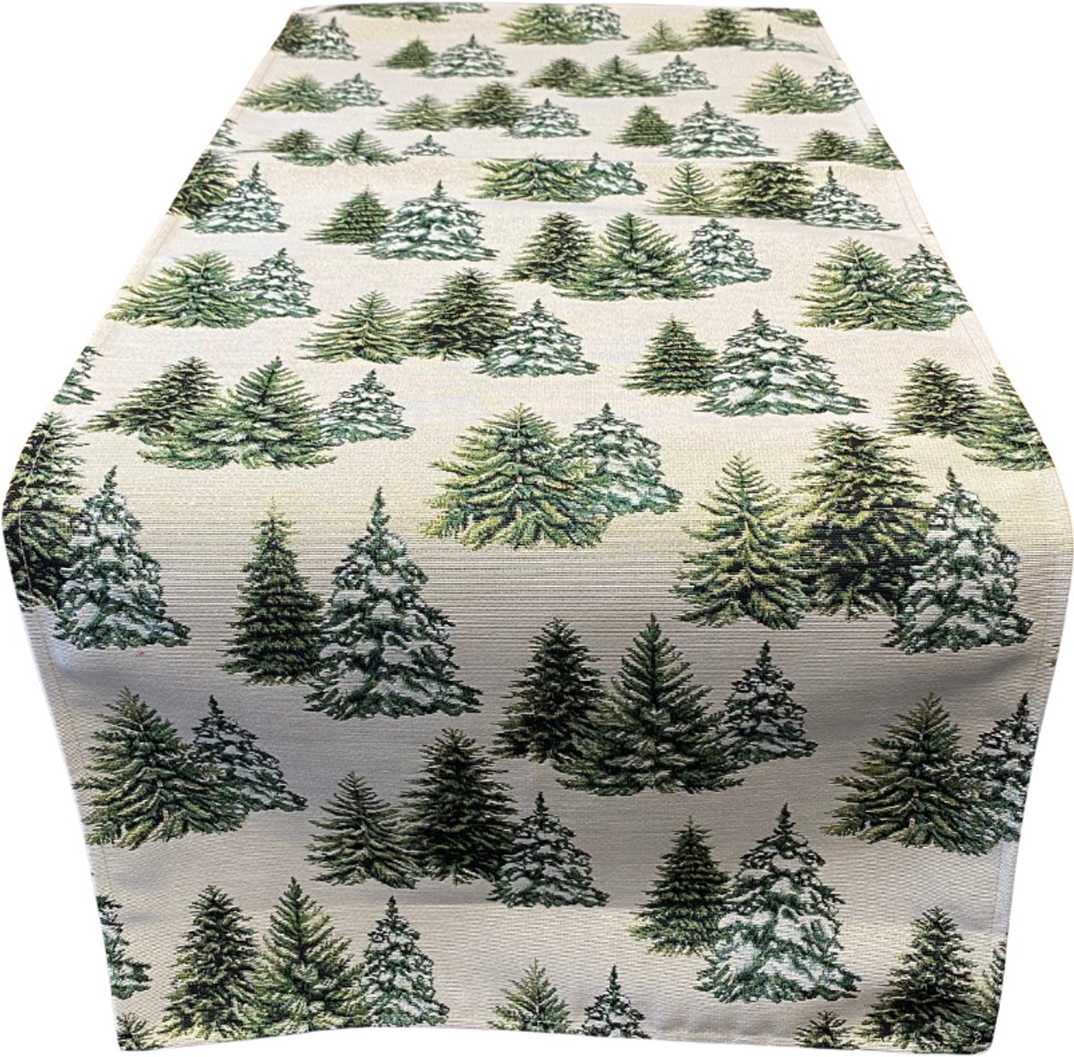 Tafelloper - Kerst - Gobelinstof - Pines - Kerstbomen - Kerstboom - Groen - Loper 140 x 45 cm