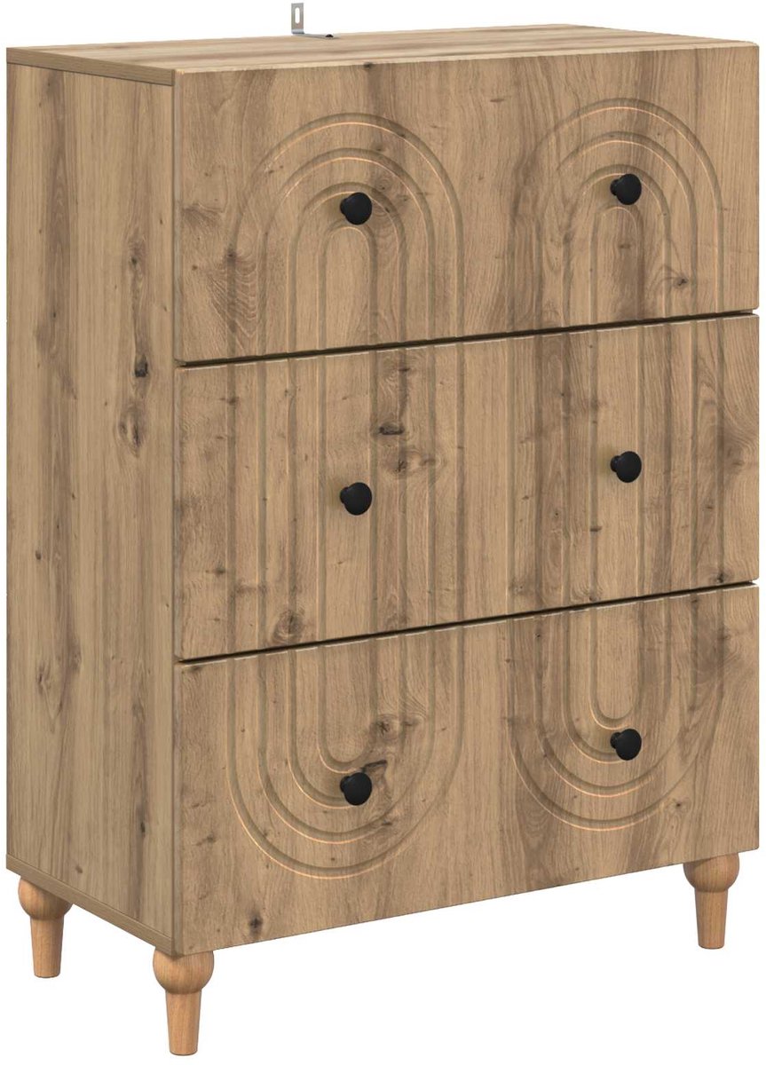 vidaXL Ladekast - 66 - x - 34,5 - x - 90 - cm - Bewerkt - hout - Artisanaal - eiken Artisanaal eiken