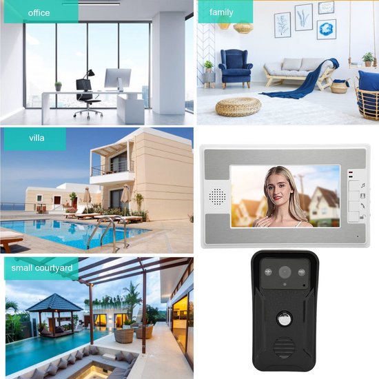 Vt products - Video Deurbel - 7 Inch Deurtelefoon - Nachtzicht voor Thuis - Aluminium - Intercomsysteem - Veiligheid - Geschikt voor Appartement — afbeelding 2
