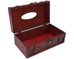 Tissue Box Holder - Large Capacity Wooden Tissue Dispenser Vintage Style Durable Wood Classic Texture