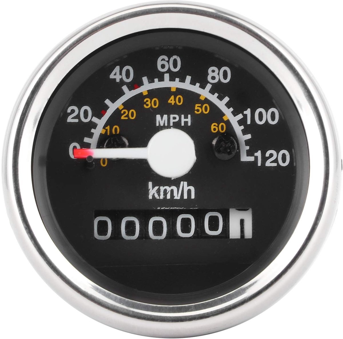 Store_8 - Tachometer - 12V Tacho - LED-Hintergrundbeleuchtung - Compact formaat - Kilometerzähler - 0-120Km/h - Geschikt voor voertuigen - Rondmodel