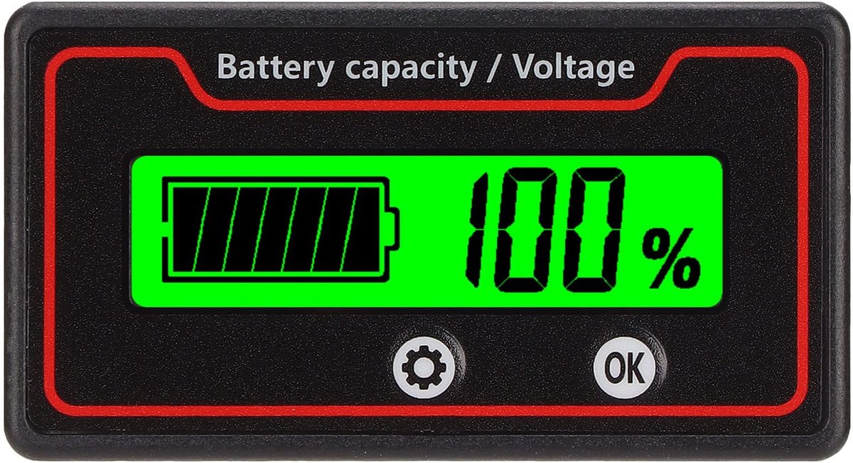 aladdien - Batterijmeter - Spanningsmeter - Professionele DC-batterijmonitor - Geschikt voor elektrisch voertuig - Tot 84V - LCD-display