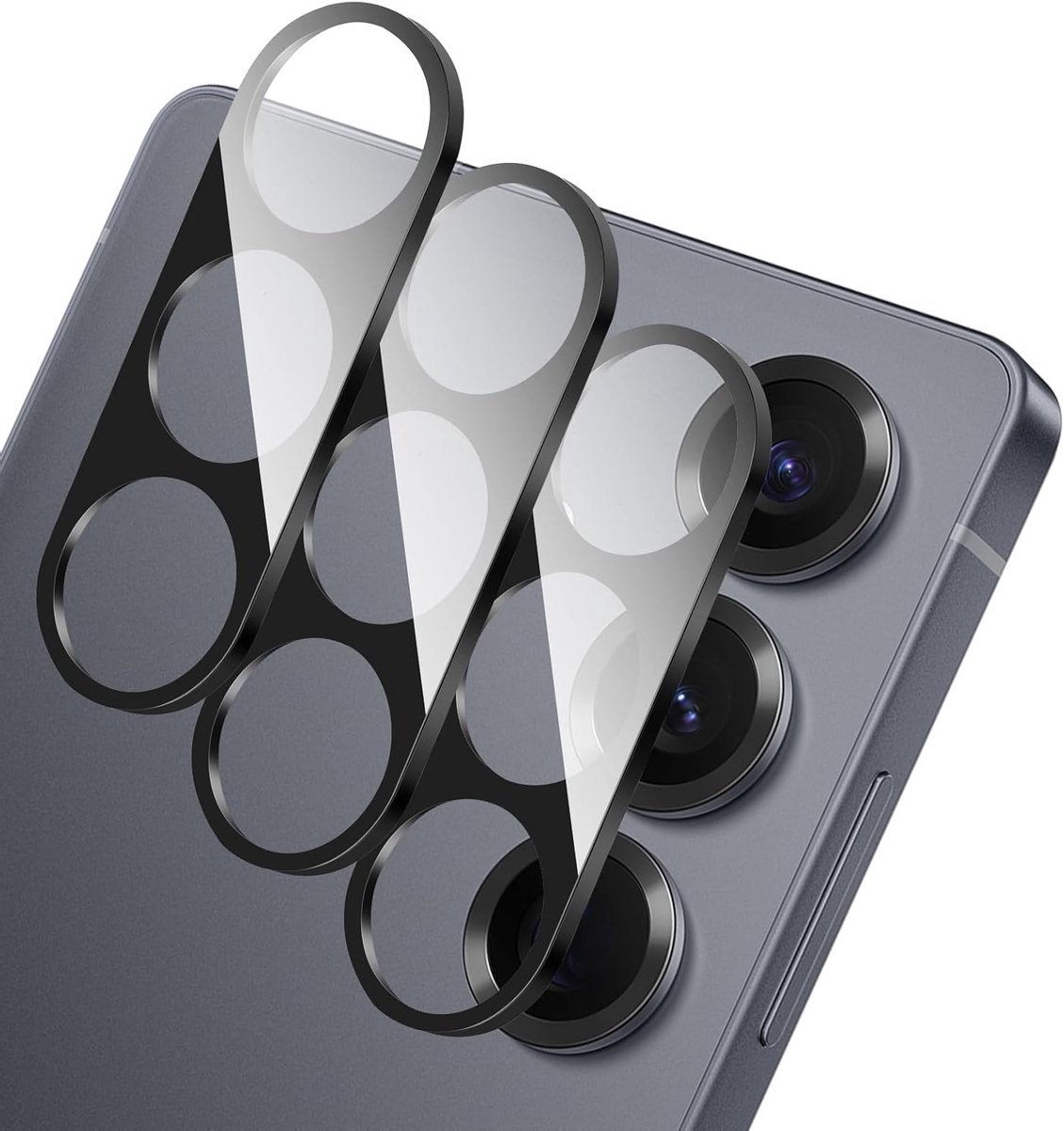 Set van 3 Camera Beschermers voor Samsung Galaxy S25 Ultra - 9H HD Anti-Scratch Tempered Glass Lens Bescherming met Eenvoudig Ontwerp, Zwart
