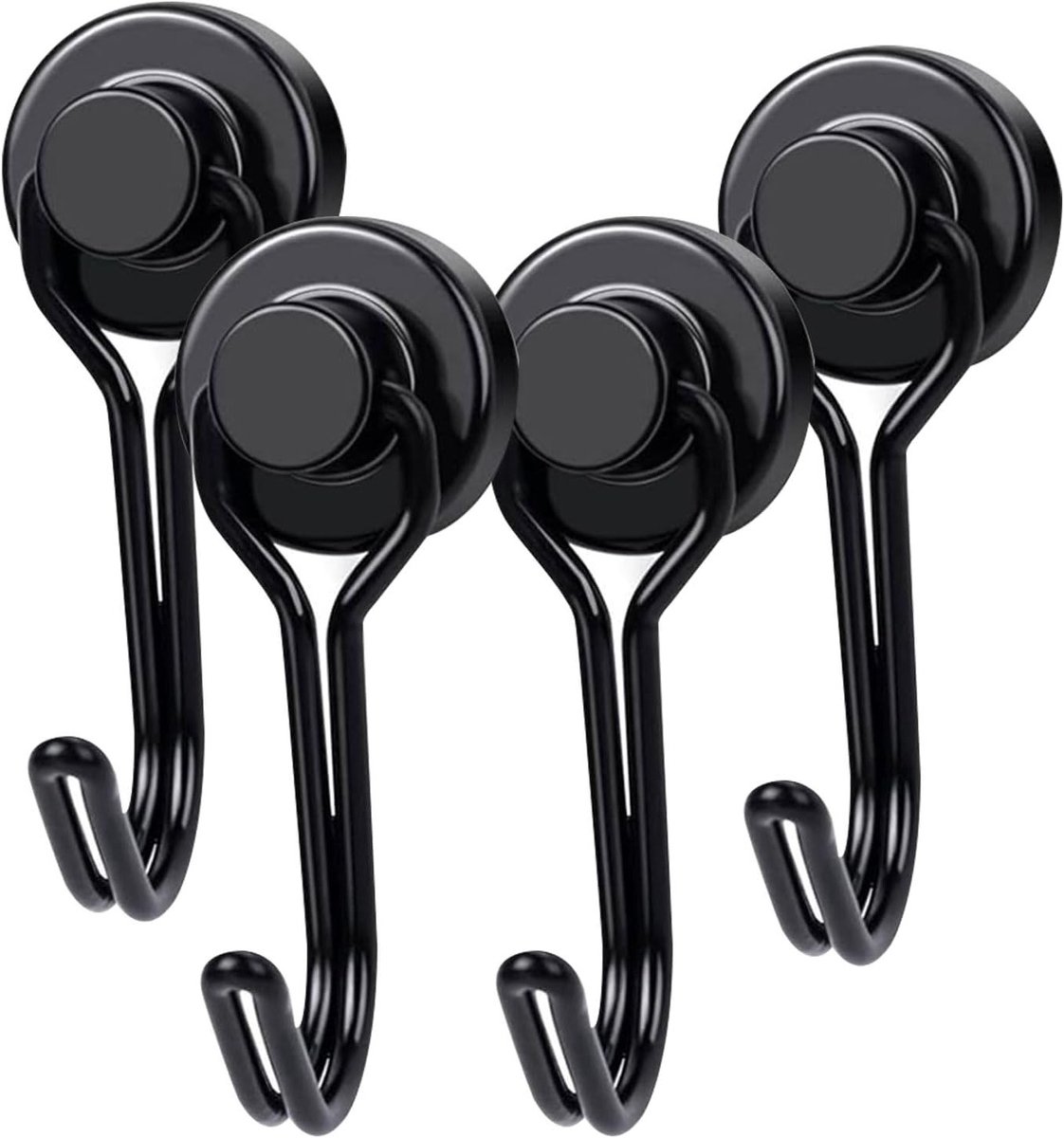 Magnetische Haakjes voor de Keuken - 4 Stuks Zwart, Sterke Magneten voor Koelkast en Organisatie