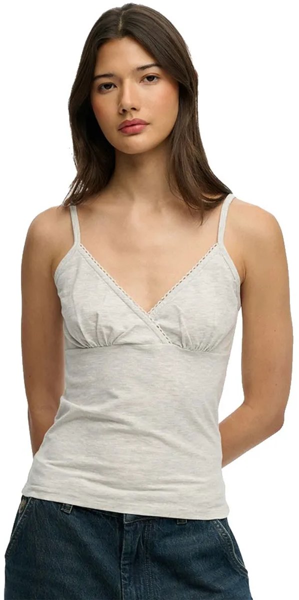 Superdry Athletic Essential Lace Trim Mouwloos T-shirt XS Vrouw Grijs