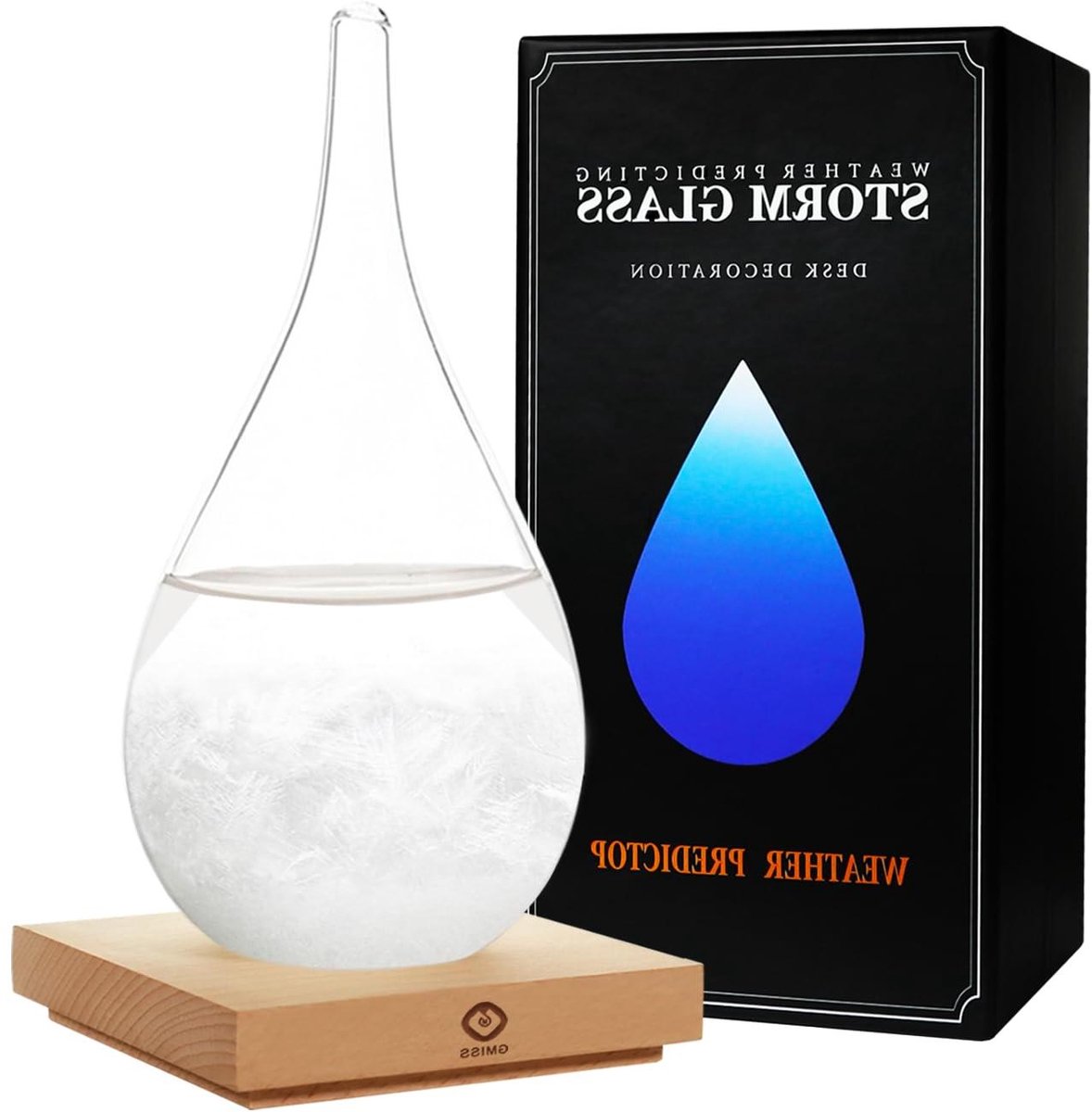 Storm Glas Weerstation - Weervoorspeller Decoratie - Weerpatronen Voorspellen - Uniek Kristal Patroon - 315 gram - Grijs
