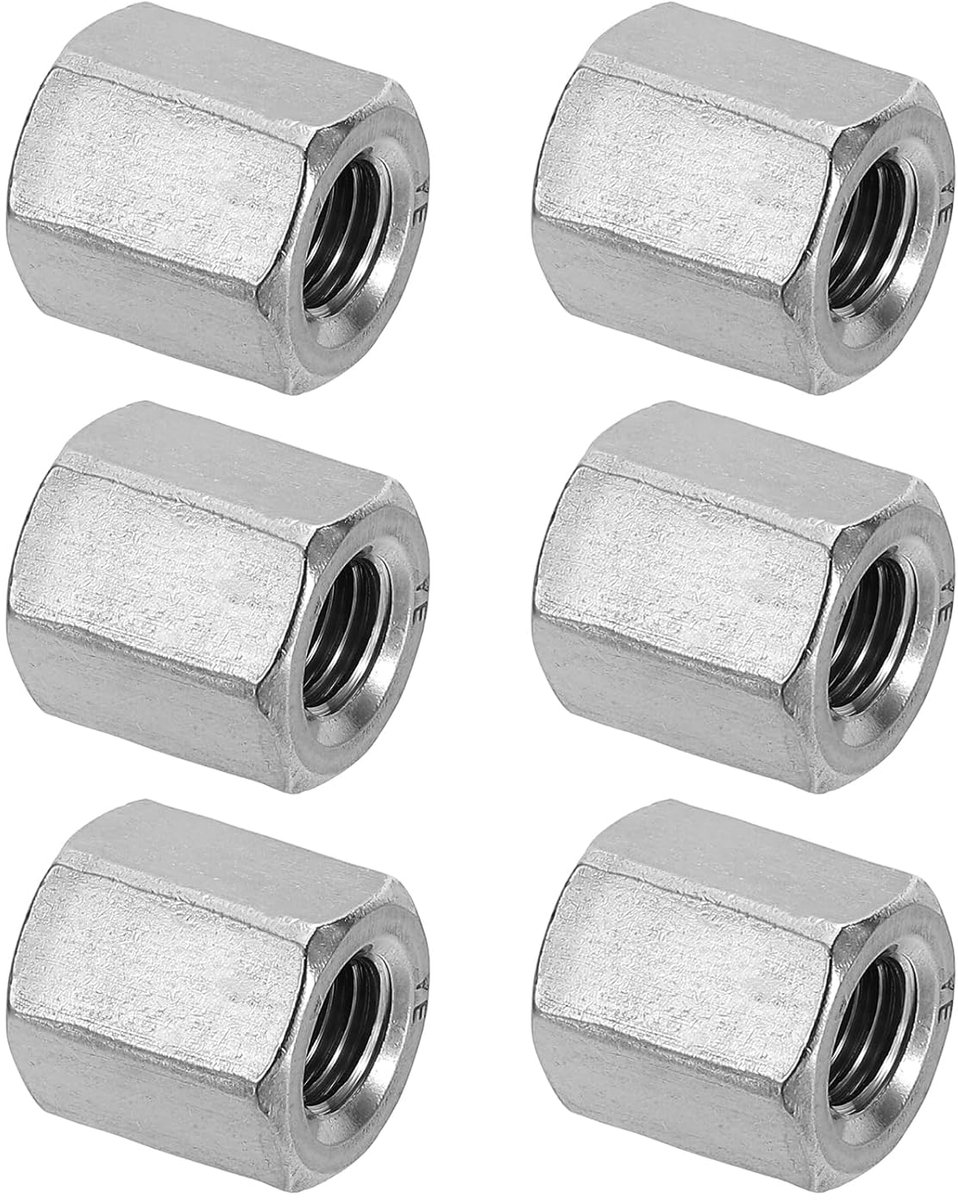 M10 x 1.5mm Rvs Hex Clutch Moeren - 6pcs 20mm (0.8in) Lange Grofgewonden Stang Koppelingselementen