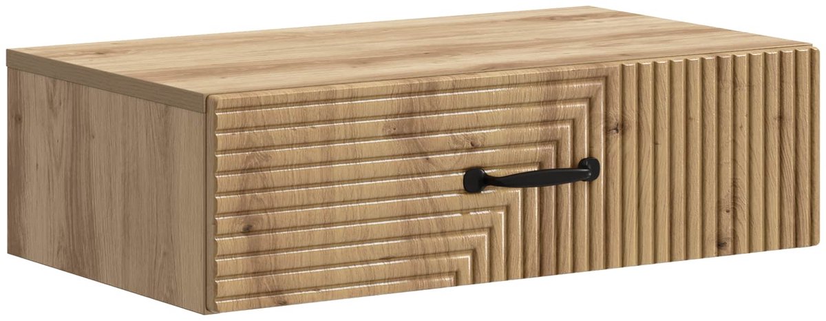 vidaXL Wandgemonteerde - Zijtafel - 59 - x - 34,5 - x - 17 - cm - Bewerkt - hout Artisanaal eiken