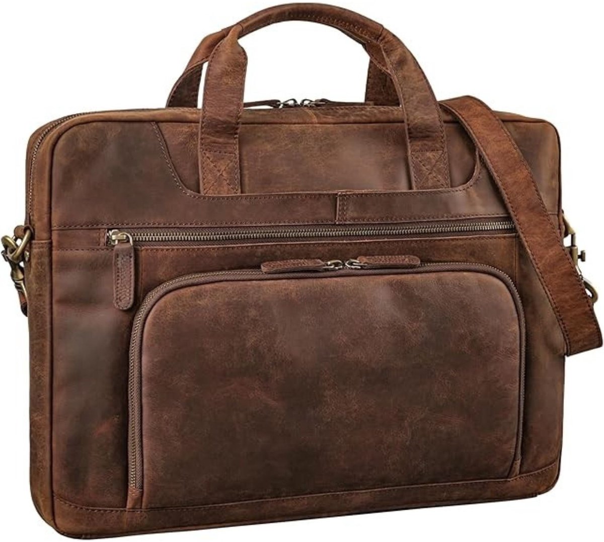 Leren Laptoptas - Laptoptas - Leren Tas - Luxe Leren Laptoptas - Werktas - Schoudertas - Business Tas - Leren Business Tas - 17,3 inch - Bruin - van Imperatoris