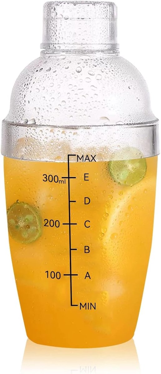 Plastic Beverage Mixer - Cocktail Shaker - Ice Tea Shaker Bottle Cup met Bowls voor Bar (350ml)