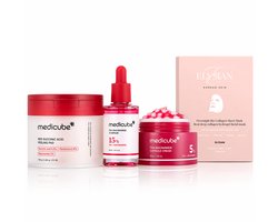 Medicube Acne Care Bundle -Serum+Cream+Peelling Pads -inc Elysian Collagen Mask (3x)