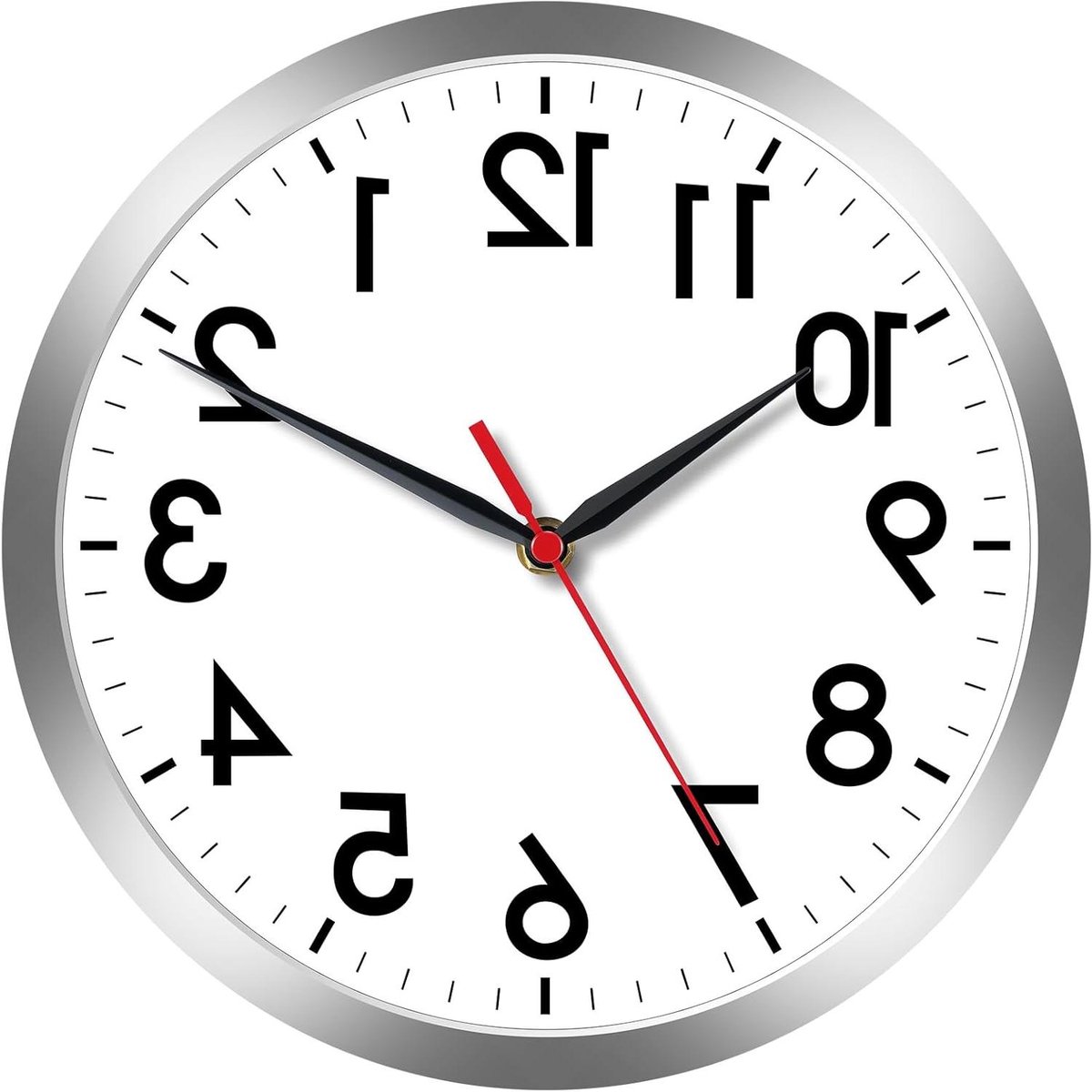 Wandklok Analoog - Stille Klok - Tijd Weergeven - Niet-tikkende Beweging - 8 Inch - Zilver