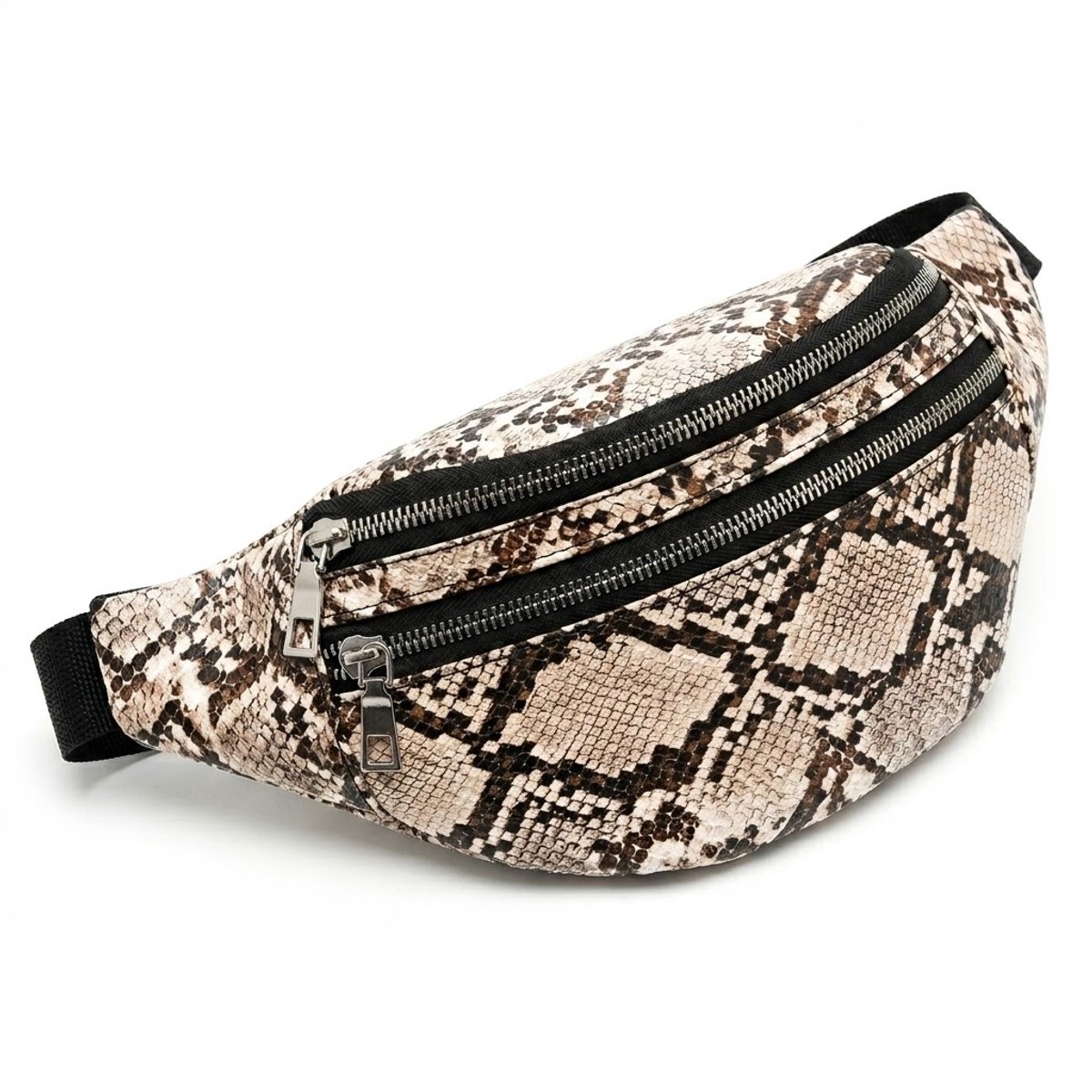 Kaki bruin heuptas dames en heren slangen patroon heuptas verstelbare band met gesp meerdere rits vakken compact crossbody heuptasje met dieren print voor dagelijks gebruik reizen festivals en casual outfits