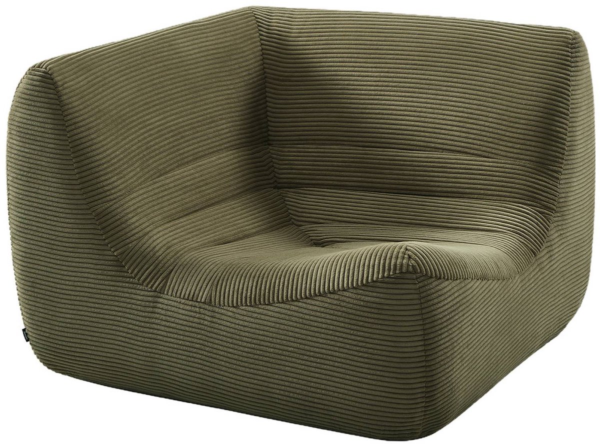 sweeek Ribfluwelen loungestoel hoekmodule met 1 zitplaats - sokol Kaki