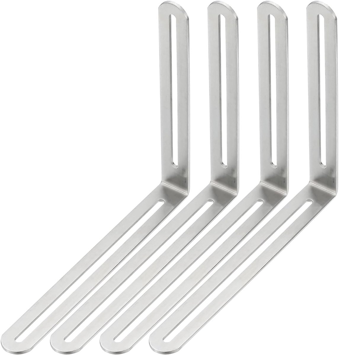 7 22/25" Adjustable L Shape Corner Brace met Slot - 4 Pcs Sliding Slot Verbinding - Rechte Hoek Beugel - Metaal Hoekconnector voor Houten Stoel Meubels - Zilver