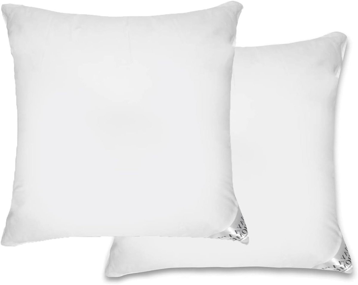 Hoofdkussens Set - Dons en veren - Optimaal slapen - Natuurlijke katoenen overtrek - 80 x 80 cm - Geel