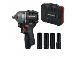 Parkside performance - 12V Accu Slagmoersleutel - compact en lichtgewicht - 300 Nm - Incl. 4 doppen - Slagschroevendraaier - Zonder Accu en lader