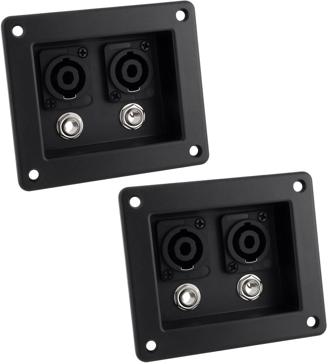 Dubbele Speaker Aansluiting - Audio Verbindingsdoos - Professioneel Geluid - Meerdere Bedradingsopties - 99x84mm Paneel - Zwart