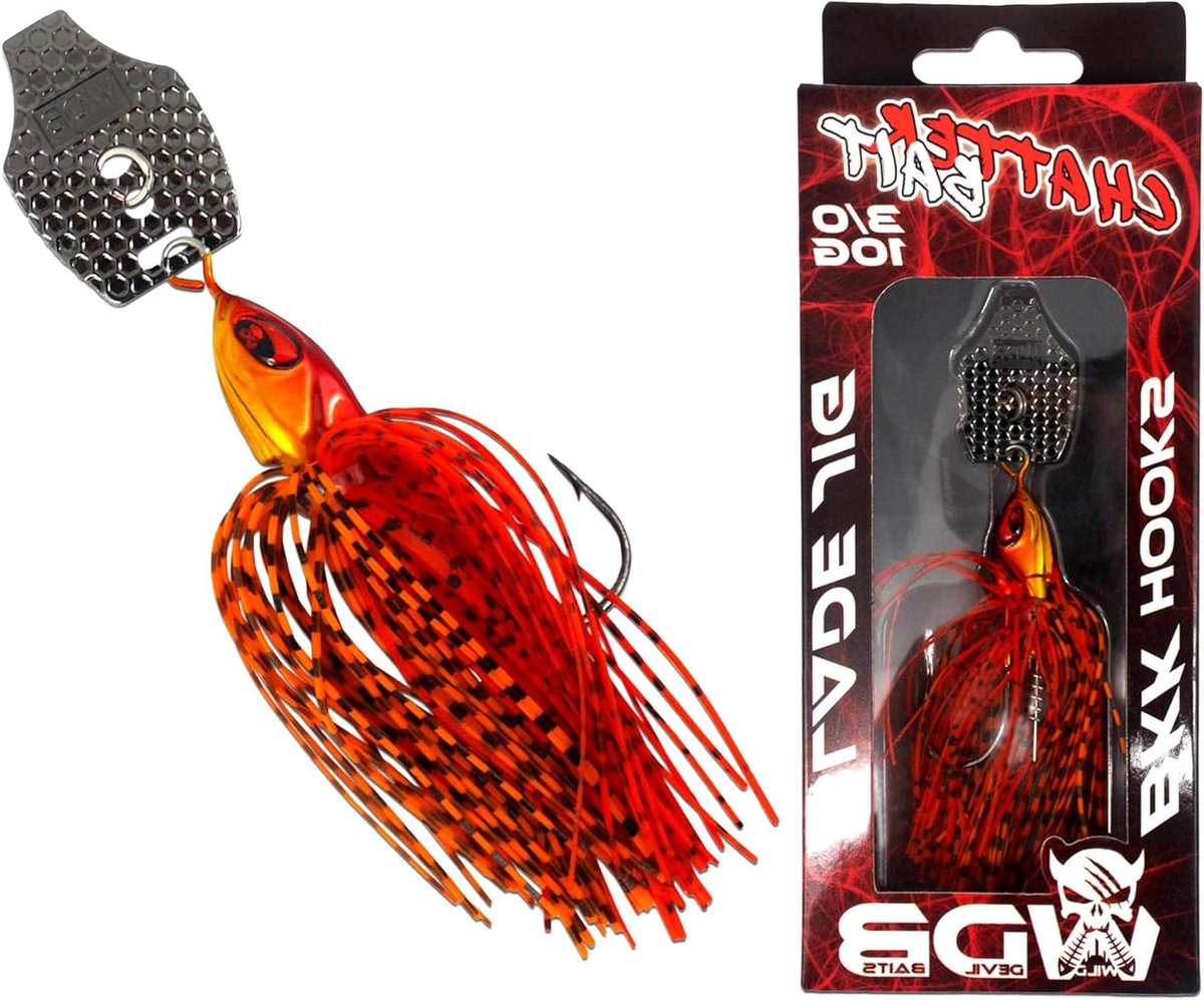 Spinneraas Chatterbait - Roofvis Lokaas - Agressief Vissen - Obstakel Bescherming - 10 gram - Rode Duivel