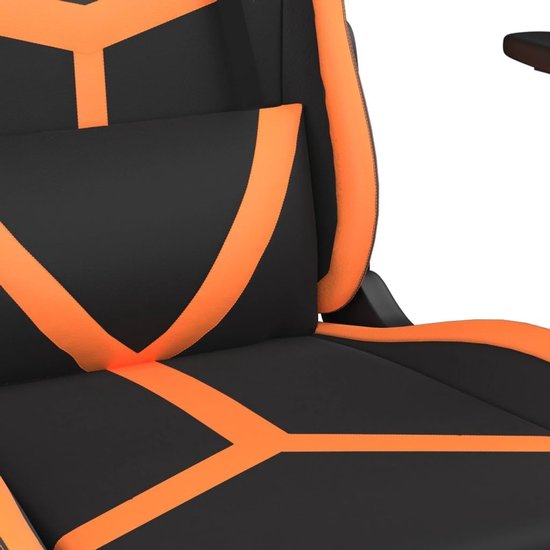 Gamingstoel met massage & voetensteun, zwart oranje kunstleer, verstelbare rugleuning en hoogte, 360 graden draaibaar, robuust metalen frame, max. 110 kg — afbeelding 5