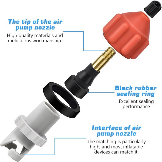 Pompadapter Set - Luchtklep Adapter - Snel Opblazen - Sterke Seal - 2 Stuks - Oranje van Merkloos — afbeelding 2
