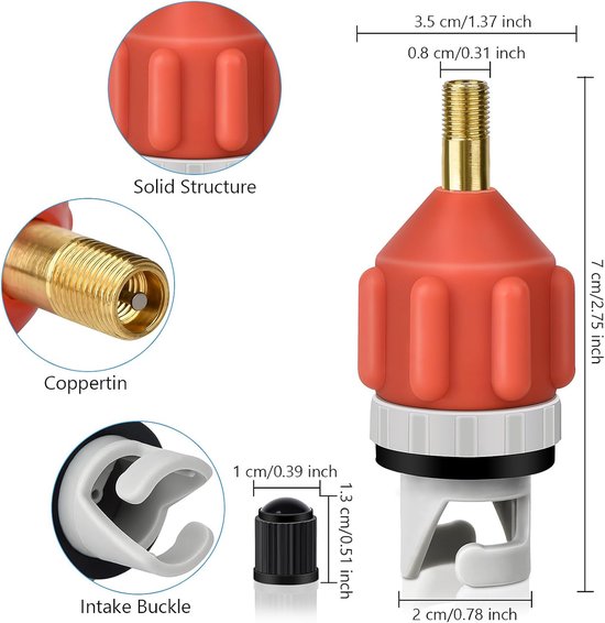 Pompadapter Set - Luchtklep Adapter - Snel Opblazen - Sterke Seal - 2 Stuks - Oranje van Merkloos — afbeelding 5