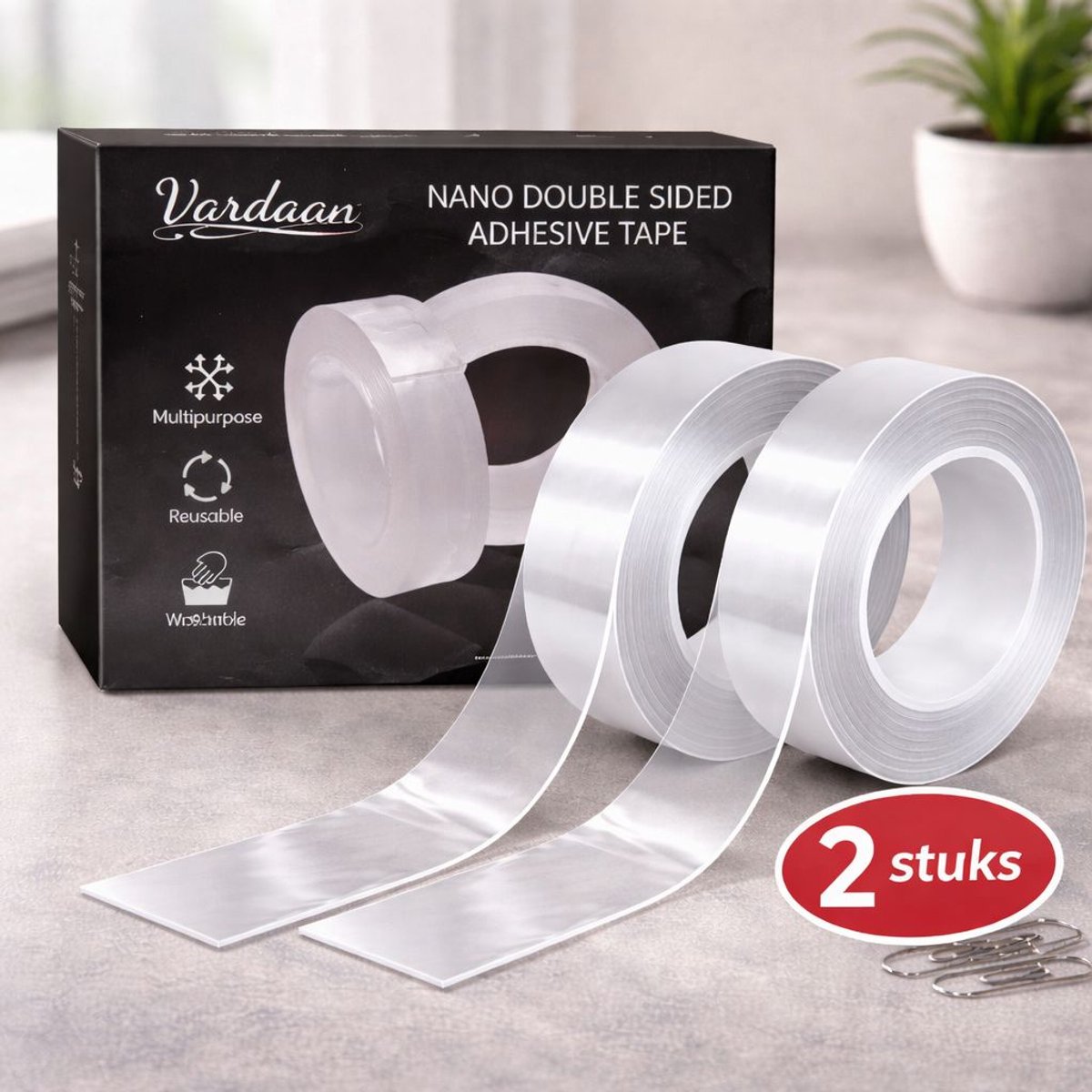 Nano Tape - Dubbelzijdige & Transparante Nano Tape - Vardaan® Nano Tape - Herbruikbare Plakband - Griptape - Waterproof Nano Tape - Stevige Nano Tape 3 meter - 2 stuks