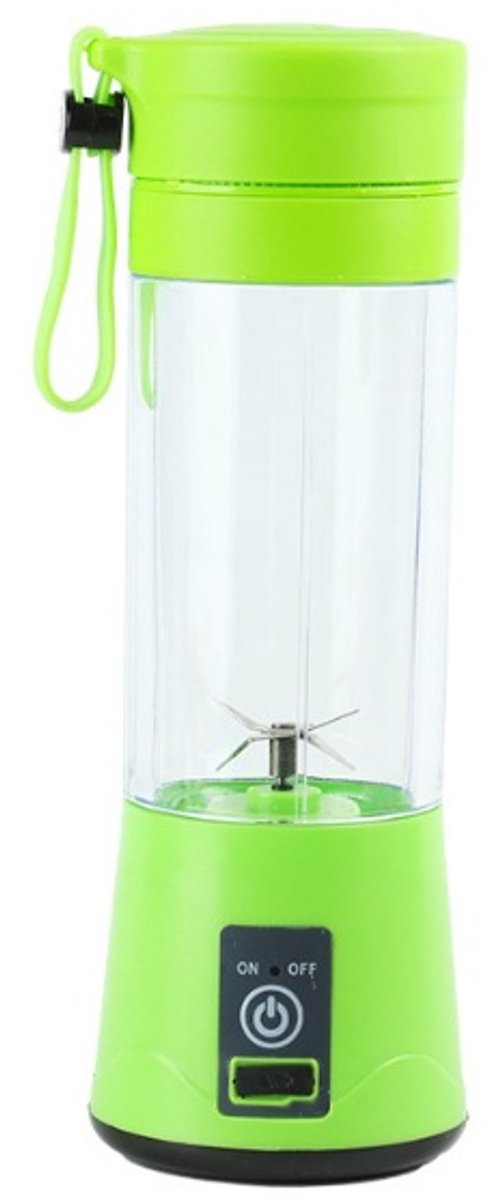 Draagbare mixbeker - Elektrische USB-minisapcentrifuge en blender - Voor milkshakes en vruchtensappen - 380 ml - Zes messen - Groen