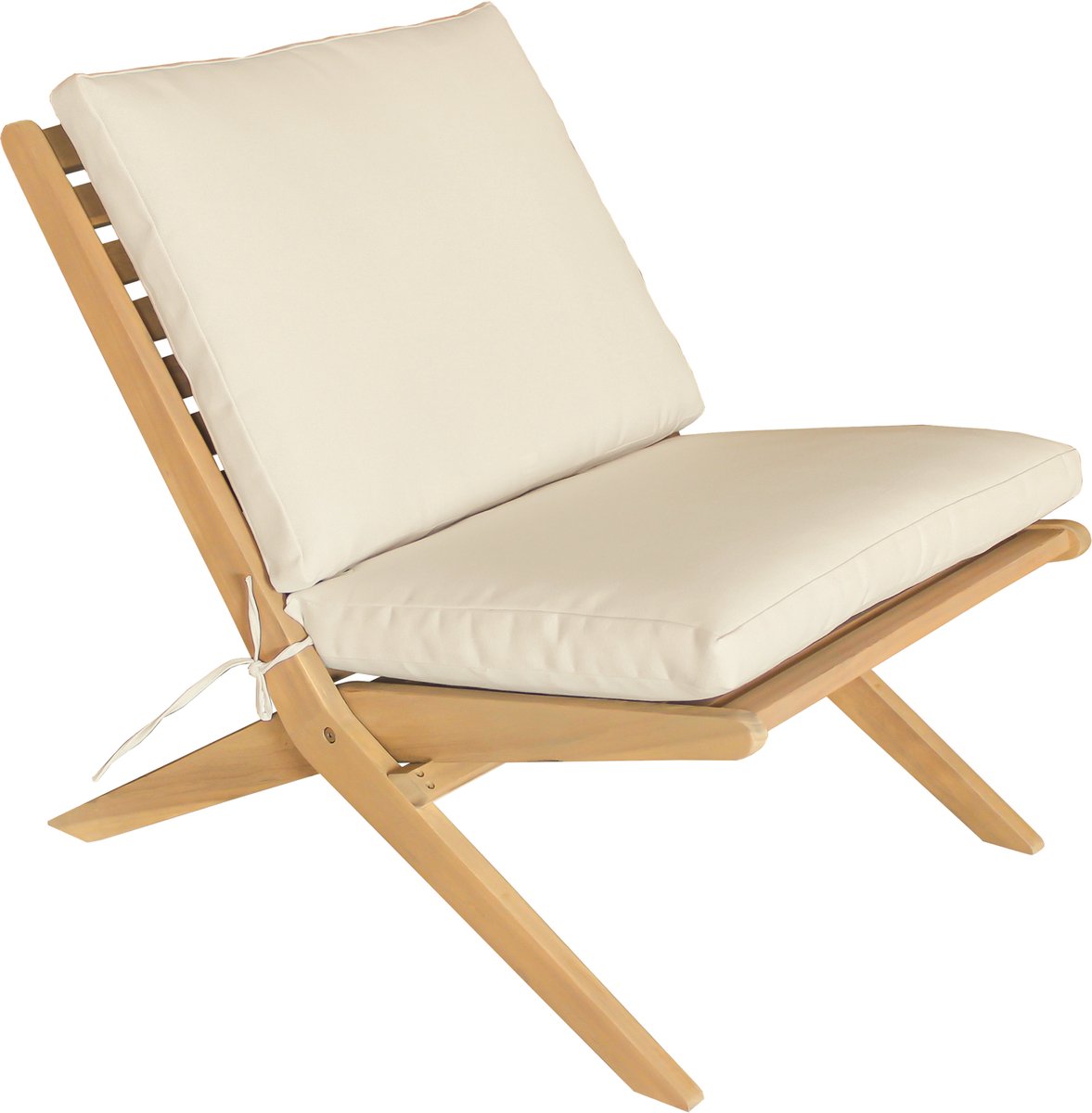 FARO Acacia opvouwbare tuinstoel met beige kussens