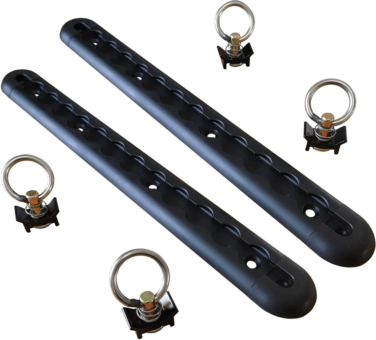 Vastzet Systeem - L Track Kit - Aanhanger Beveiligen - Verstelbare Ankerpunten - 2x 30cm Rails - Zwart